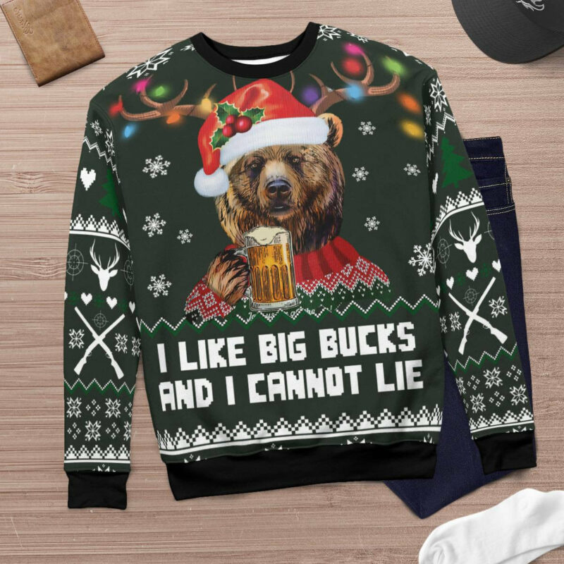 Bear Hunting and Beer Ugly Christmas Sweater