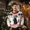 Black Cat Wine Glass Ugly Christmas Sweater