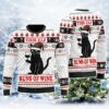 Black Cat Wine Glass Ugly Christmas Sweater