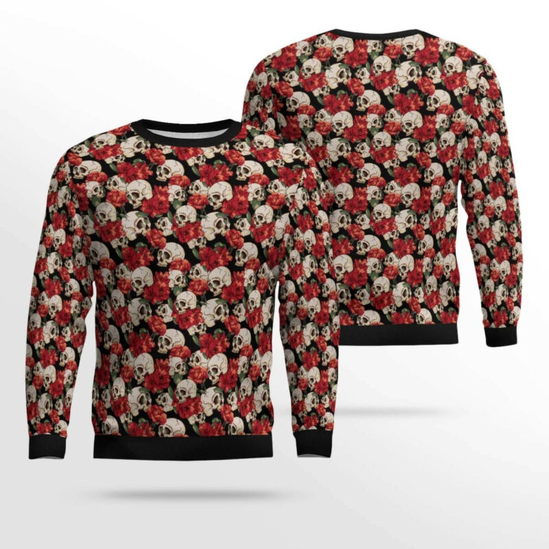 Floral Skull Ugly Christmas Sweater