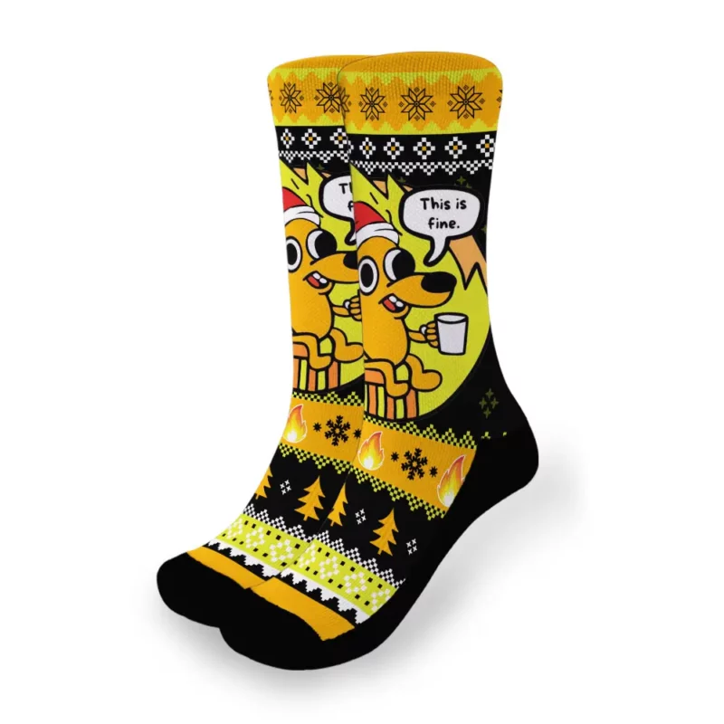 This is Fine Meme 3D Socks