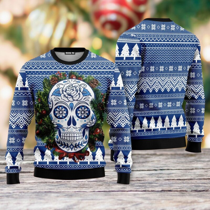 Awesome Sugar Skull Ugly Christmas Sweater