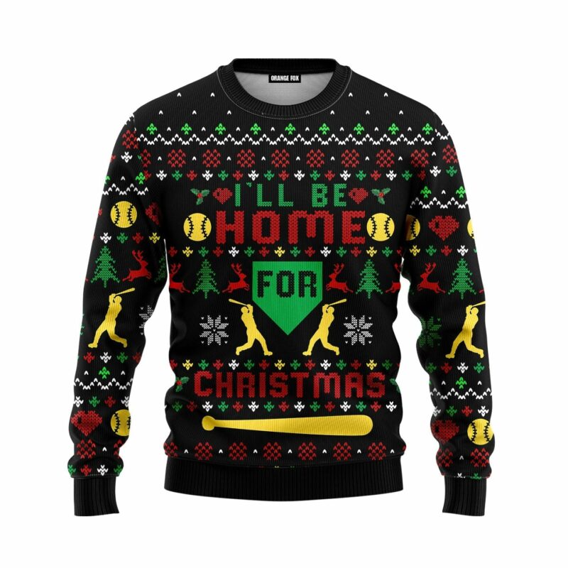 Baseball Home Run Ugly Christmas Sweater