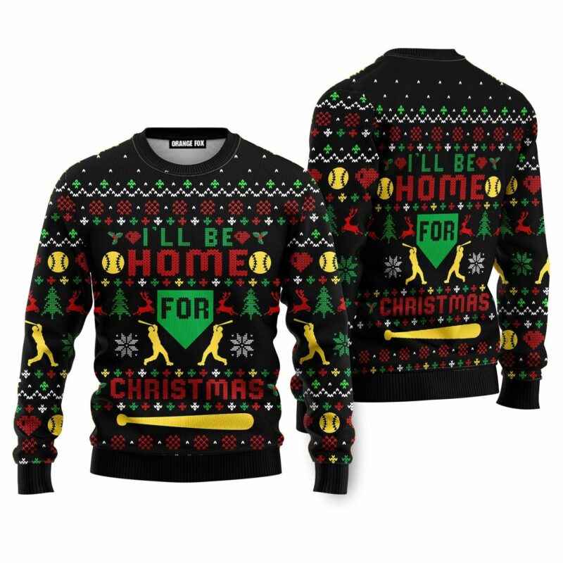 Baseball Home Run Ugly Christmas Sweater