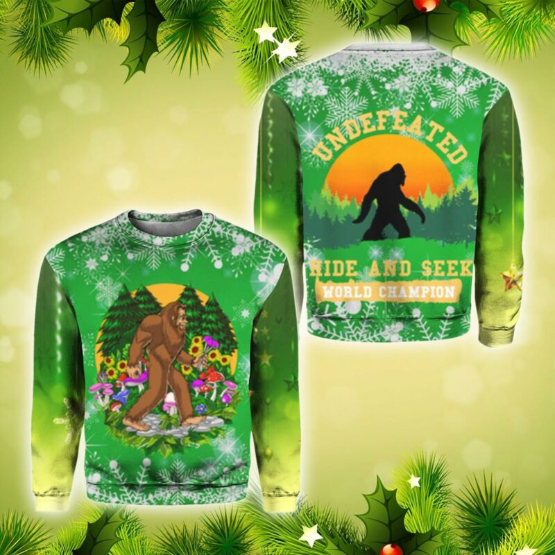 Bigfoot Hide And Seek Christmas Crewneck Sweatshirt