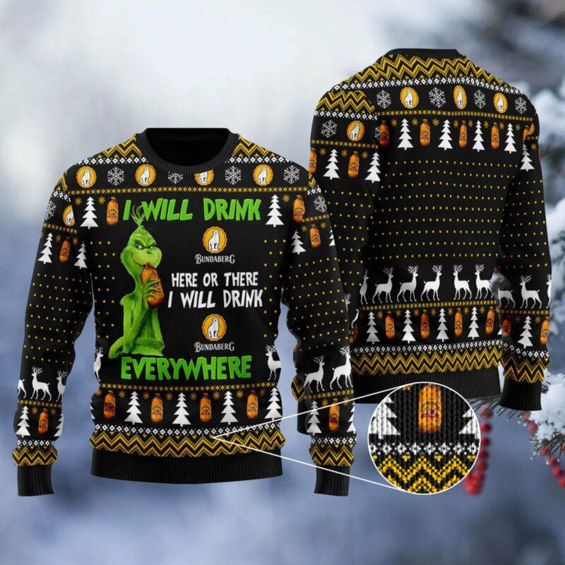 Bundaberg Grinch Will Drink Everywhere Ugly Sweater