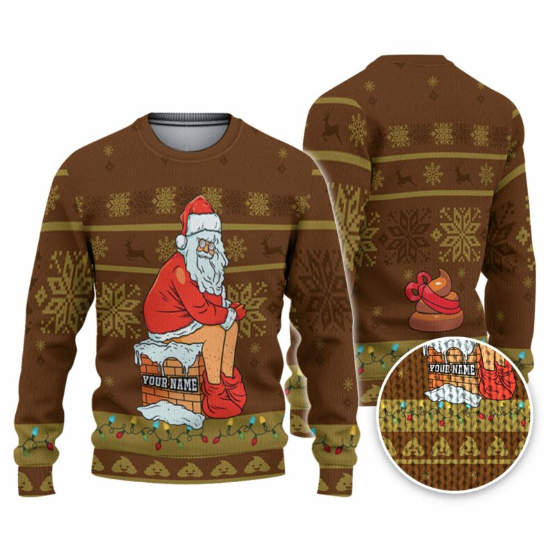 Custom Christmas Dirty Santa Brown Ugly Sweater TKA31