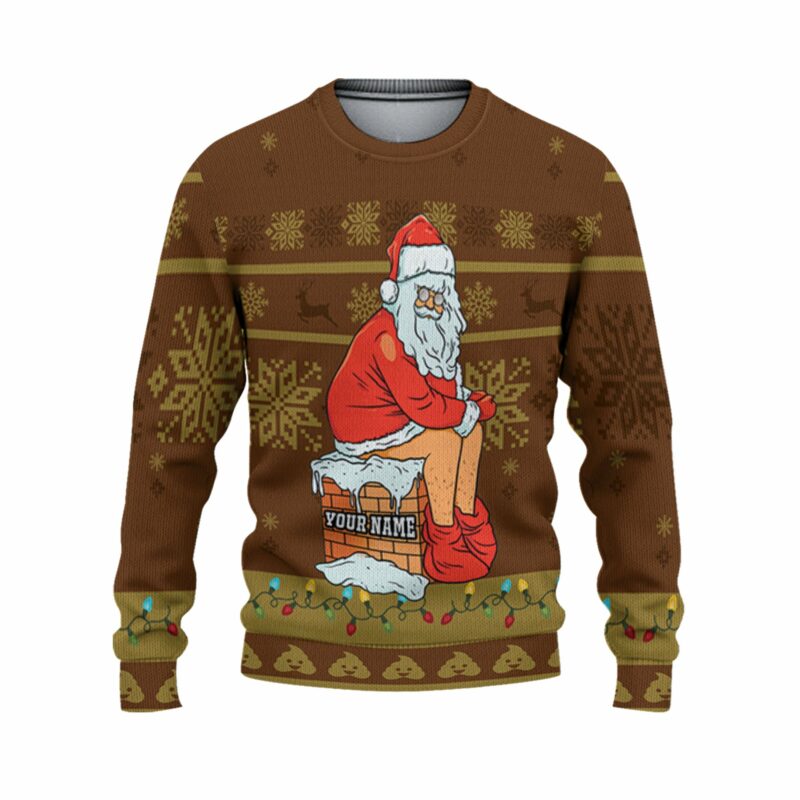 Custom Christmas Dirty Santa Brown Ugly Sweater TKA31