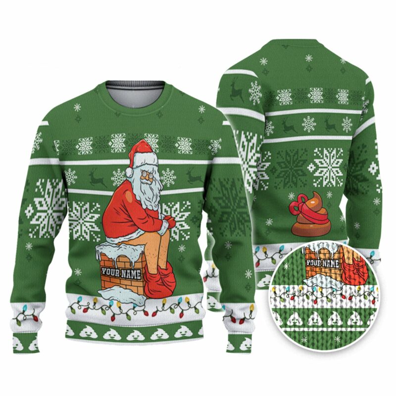 Custom Christmas Dirty Santa Green Ugly Sweater TKA31