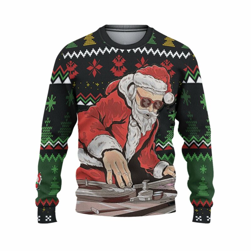 Custom Funny Christmas Holiday DJ Santa Ugly Sweater TKA70