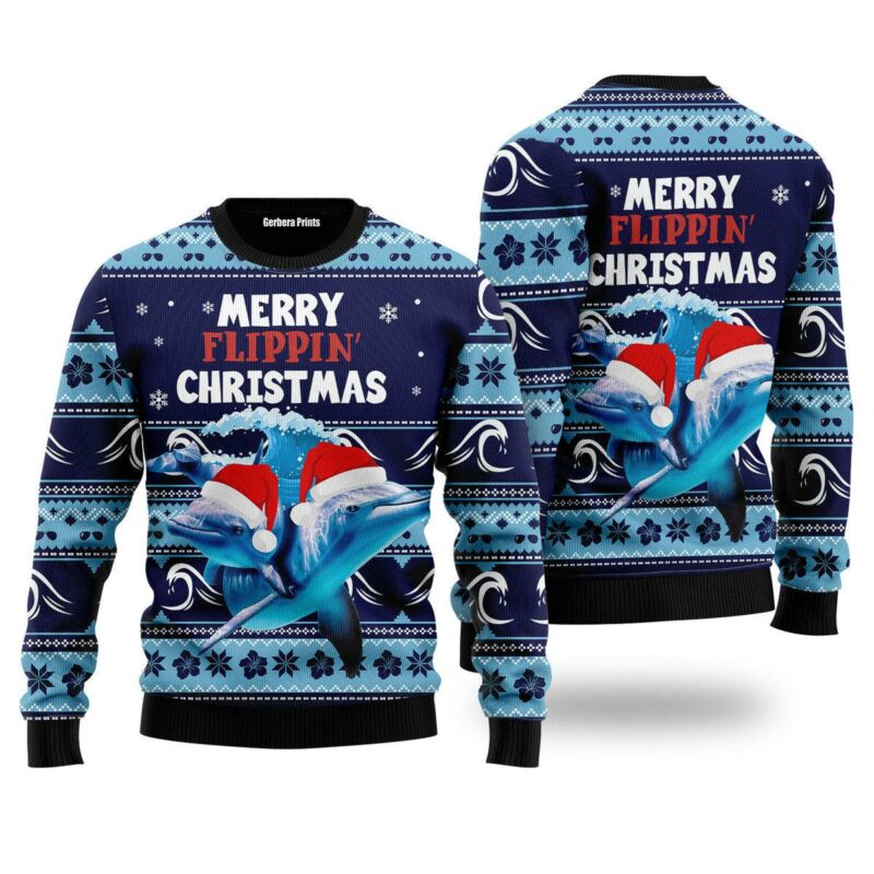 Dolphin Flippin' Ugly Christmas Sweater