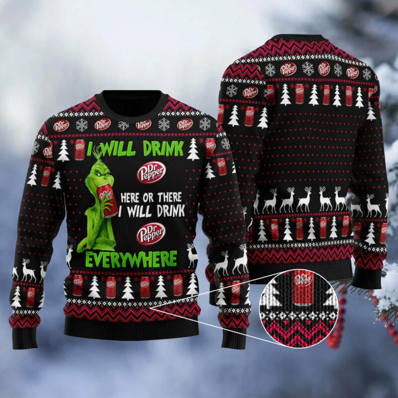 Dr Pepper Grinch Will Drink Everywhere Ugly Sweater