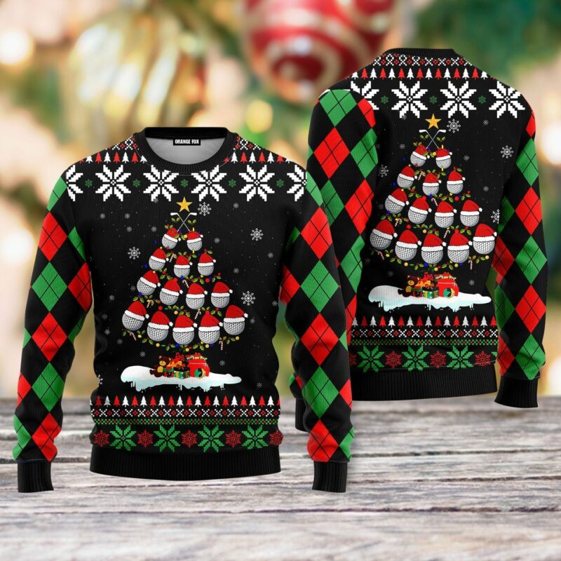 Golf Christmas Tree Snow Ugly Christmas Sweater