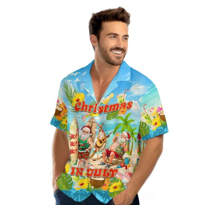 Christmas In July Santa On The Beach Hawaiian Shirt