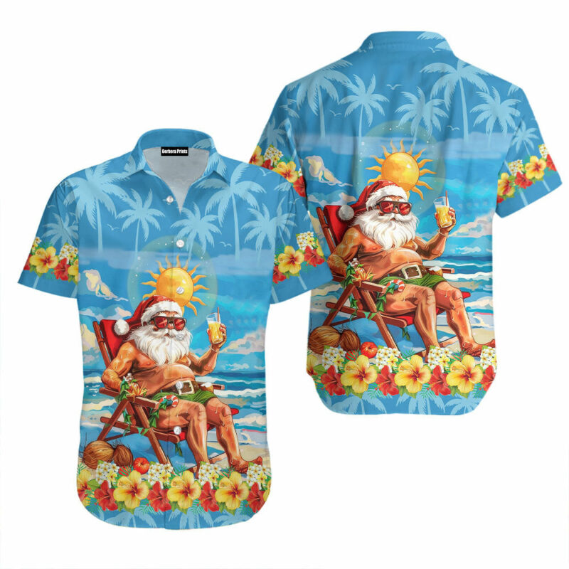 Santa Christmas In July Vacation Hawaiian Shirt