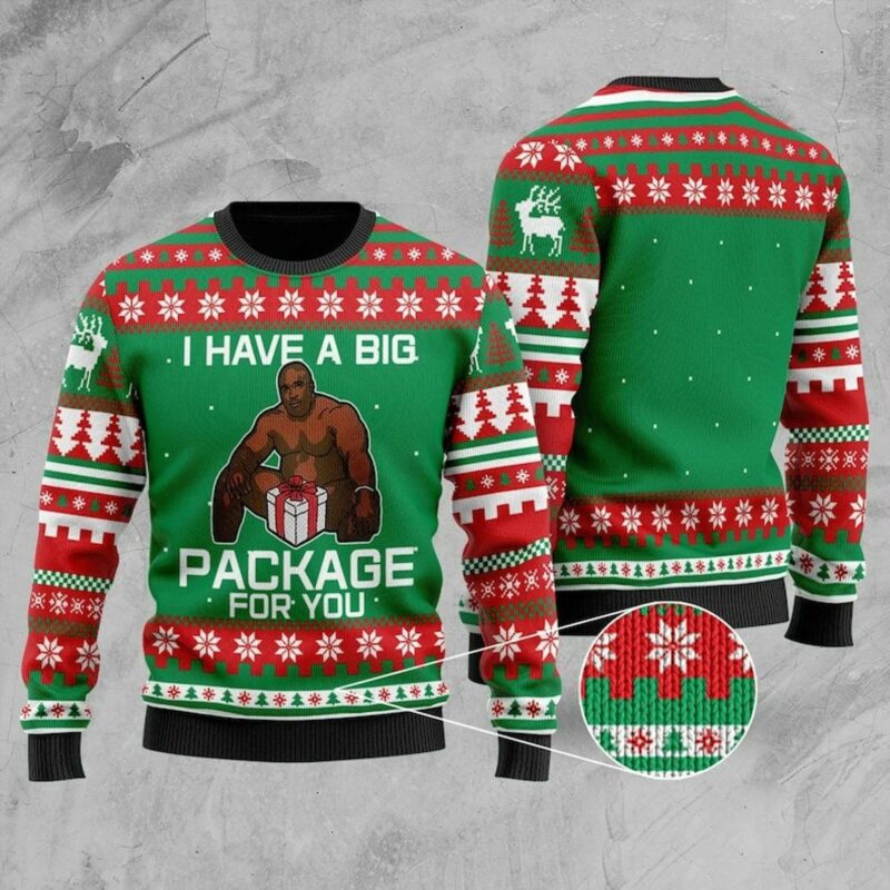 I Have A Big Package For You Funny Ugly Christmas Sweater