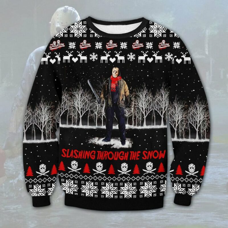 Jason Voorhees Slashing Ugly Sweater