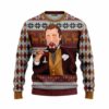 Leonardo Laughing Meme Brown Ugly Christmas Sweater