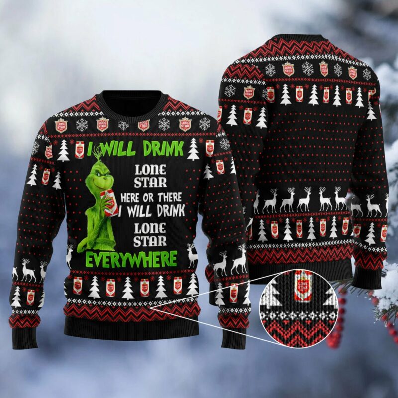 Lone Star Grinch Will Drink Everywhere Ugly Sweater