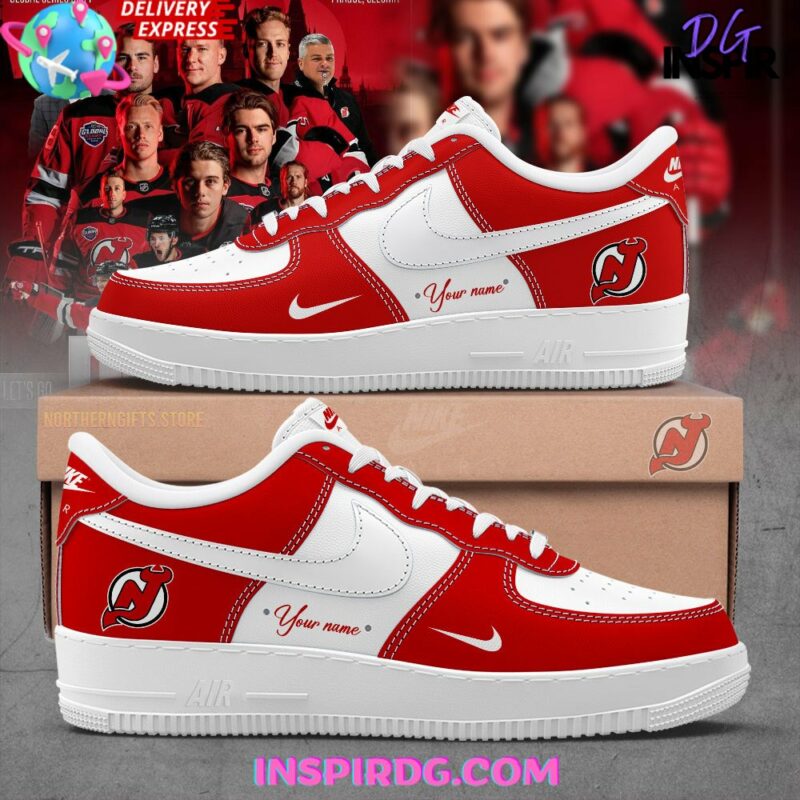 New Jersey Devils Hockey Custom Nike Air Force 1 - InspirDG