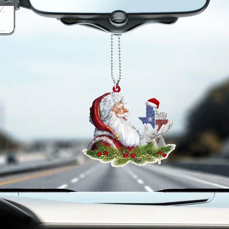 Texas Santa Claus Christmas Car Ornament