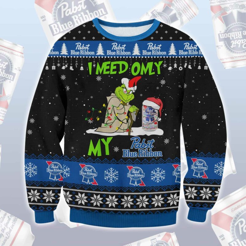 Pabst Blue Ribbon Grinch Need Ugly Sweater