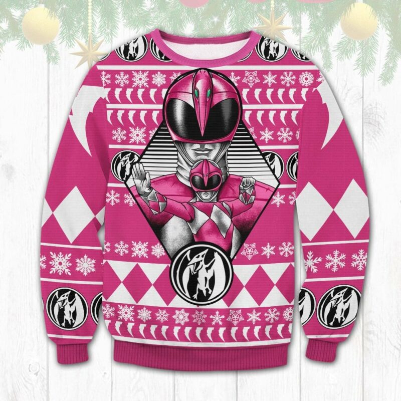 Pink Power Rangers Ugly Sweater