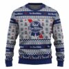 Pabst Blue Ribbon Snowing Christmas Ugly Sweater