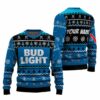 Personalized Bud Light Pine Tree Snowing Christmas Ugly Sweater