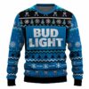 Personalized Bud Light Pine Tree Snowing Christmas Ugly Sweater