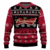 Personalized Budweiser Pine Tree Snowing Christmas Ugly Sweater