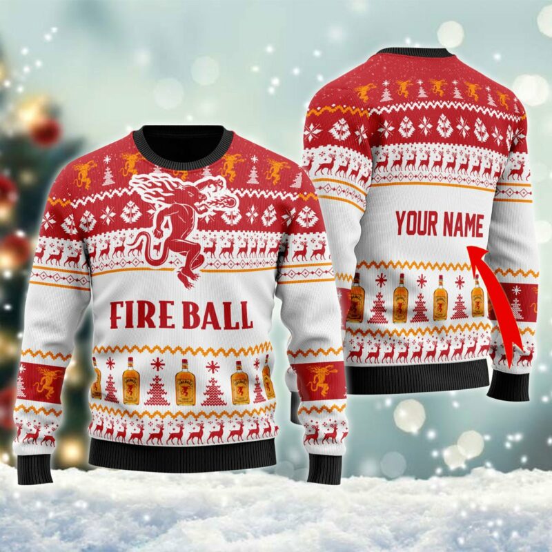 Personalized Fireball Christmas Ugly Sweater