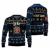 Personalized Miller Lite Pine Tree Snowing Christmas Ugly Sweater