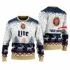 Personalized Miller Lite Reindeer Christmas Ugly Sweater