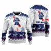 Personalized Pabst Blue Ribbon Reindeer Christmas Ugly Sweater