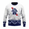 Personalized Pabst Blue Ribbon Winter Reindeer Ugly Sweater