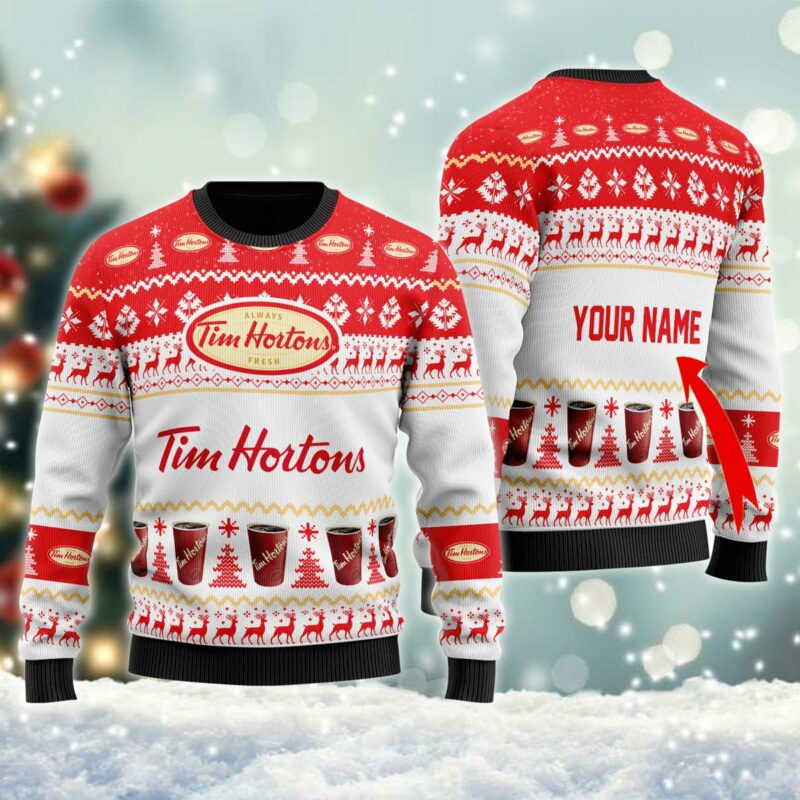 Personalized Tim Hortons Christmas Ugly Sweater