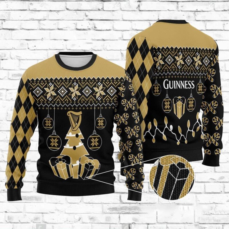 Guinness Beer Ugly Christmas Sweater, Faux Wool Sweater, Gifts For Beer Lovers, International Beer Day, Best Christmas Gifts