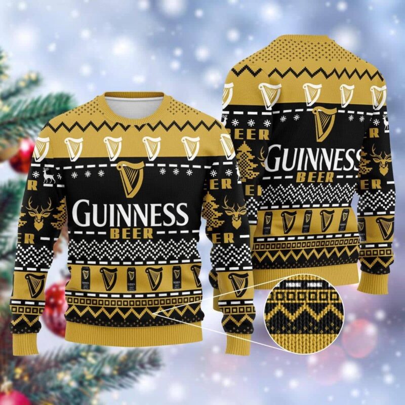 Merry Christmas Guinness Beer Ugly Sweater - Festive Man Drinking Beer for Beer Christmas Party - Womens Christmas Shirt