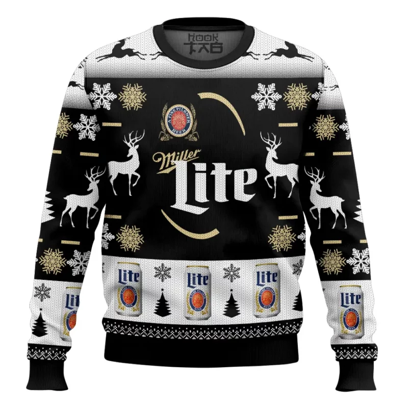 Personalized Black Miller Lite Ugly Sweater