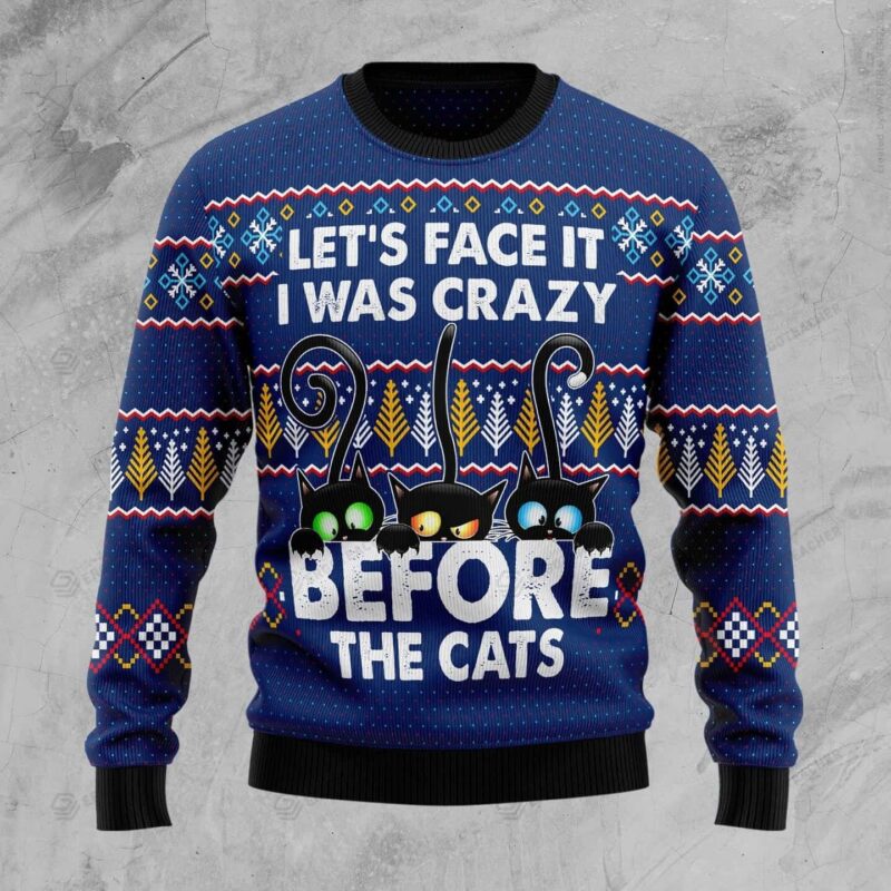 Lets Crazy Black Cat Mom Family Xmas Sweaters