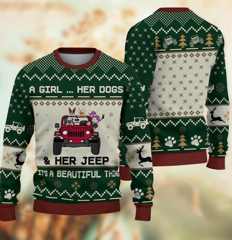 A Girl Her Dogs Christmas Ugly Sweater