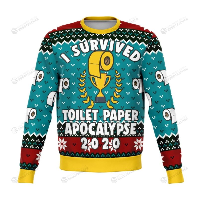 Survived Toilet Paper Apocalypse 2020 Knitted Ugly Christmas Sweater