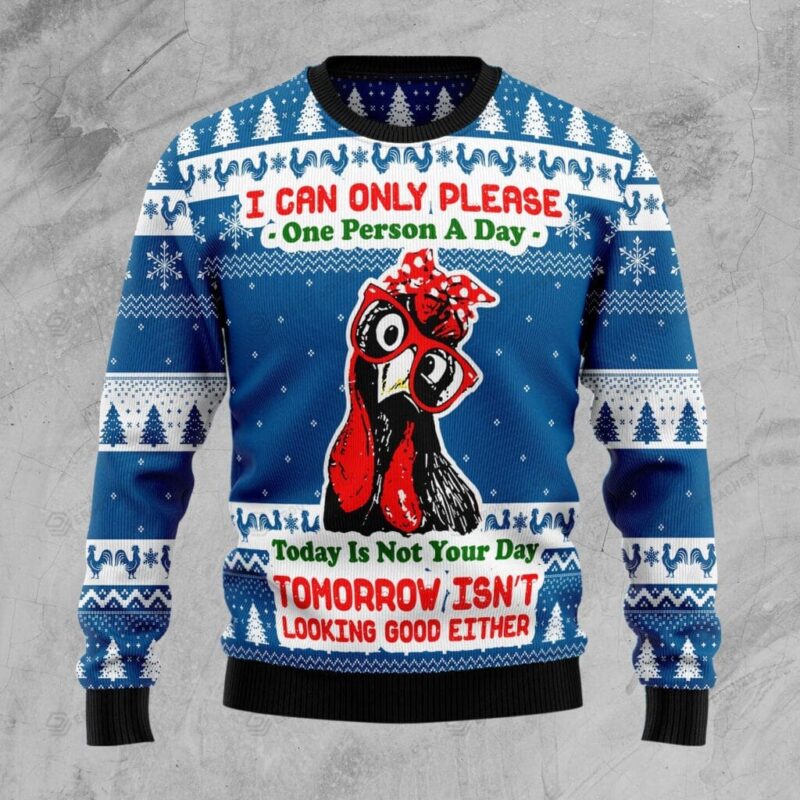 Funny Chicken Blue Christmas Ugly Sweater