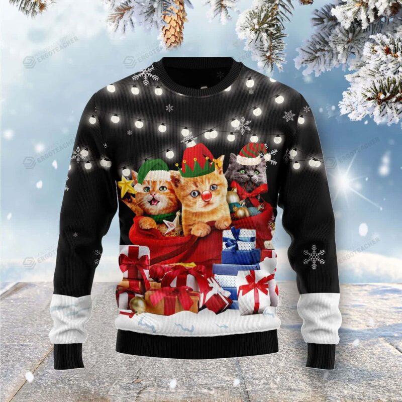 Christmas Ugly Sweater Cat Gifts Noel Funny Sweater Gift