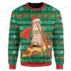 Cat Christmas Pizza And Cat Pizza Pattern Green Christmas Ugly Sweater 3D For Men And Women