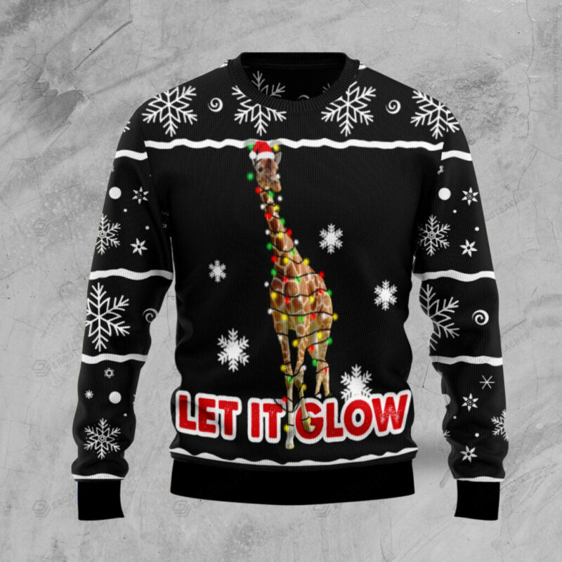 Giraffe Let It Glow Ugly Christmas Sweater