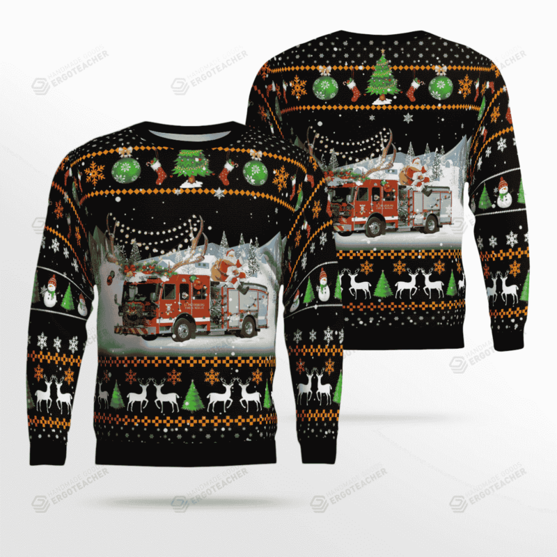 Firefighter Santa Ugly Christmas Sweater