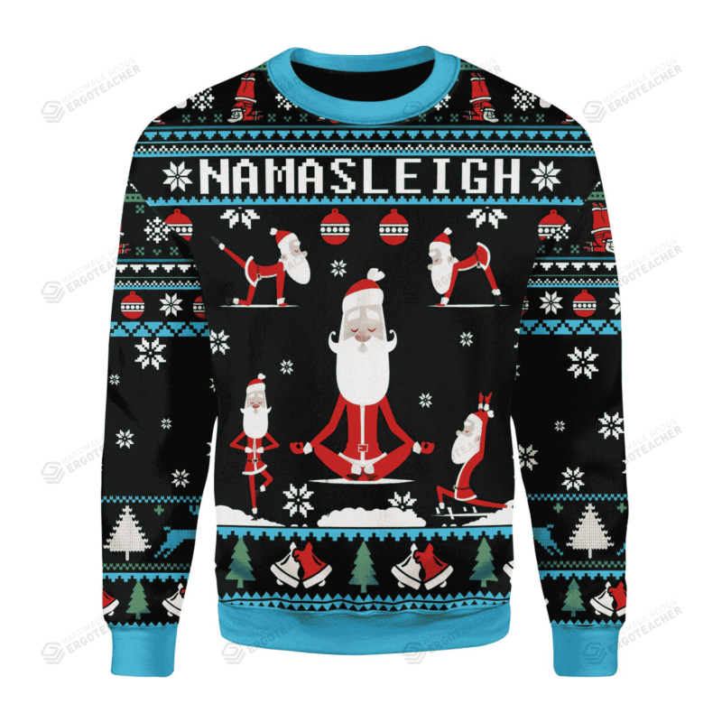 Merry Christmas Gearhomies Namasleigh Santa Ugly Christmas Sweater All Over Ugly Sweater Christmas Gift