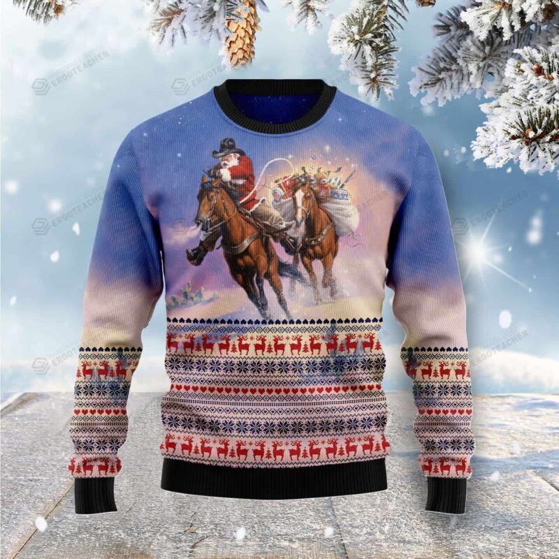 Santa Claus Sweater, Cowboy Santa Claus Ugly Sweater, Funny Santa Sweaters, Santa Claus Outfit History